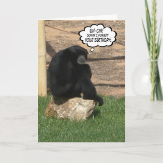 Tarjeta Cumpleaños atrasado humorístico del simio