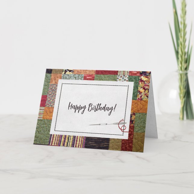 Tarjeta Cumpleaños Autumn Quilt (Anverso)