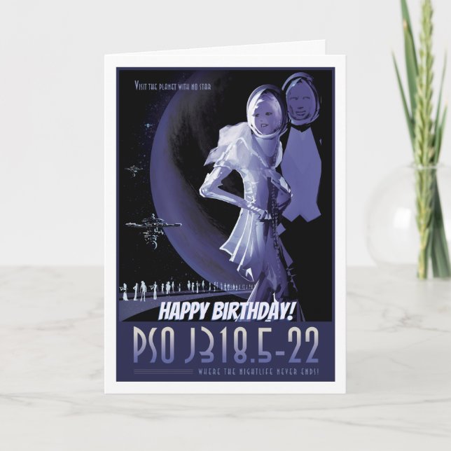 Tarjeta Cumpleaños! Aviso espacial Wandering Planet (Anverso)