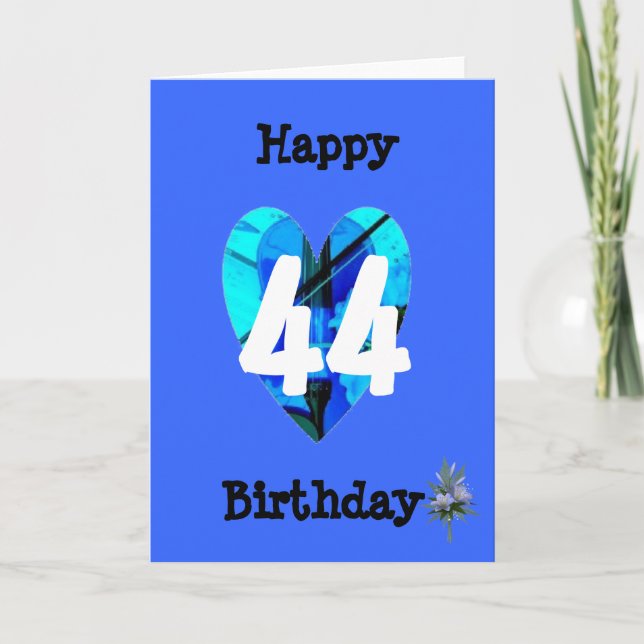 Tarjeta Cumpleaños Azul de 44 Años (Anverso)