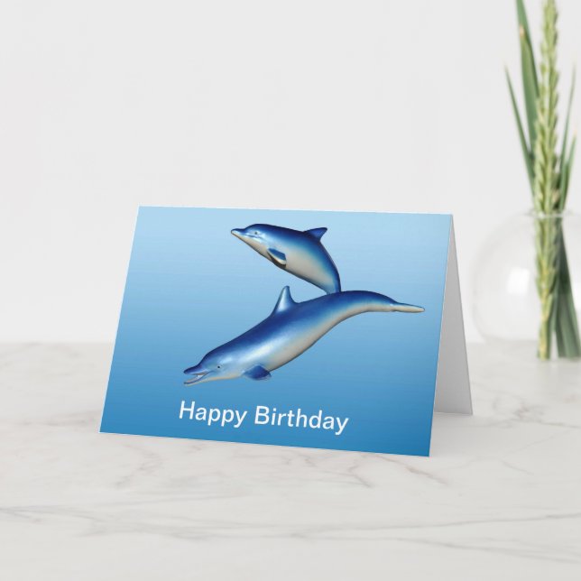 Tarjeta Cumpleaños azul de los delfínes (Anverso)