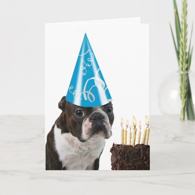 Tarjeta Cumpleaños azul del gorra (Anverso)