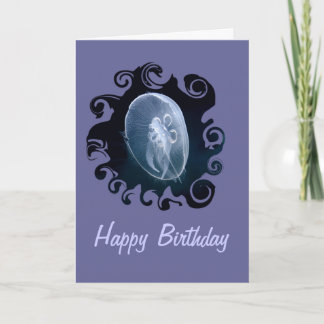 Tarjeta Cumpleaños azul translúcido brillante de las