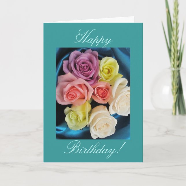 Tarjeta Cumpleaños - azul verde azulado (Anverso)