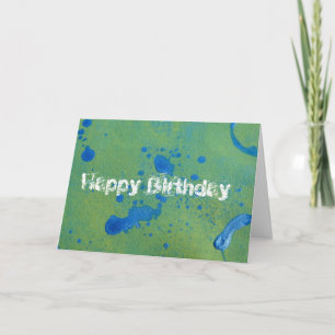 Tarjeta ¡Cumpleaños azul y verde, feliz abstracto!
