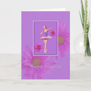 Tarjeta Cumpleaños, Ballerina con Daisies Rosa
