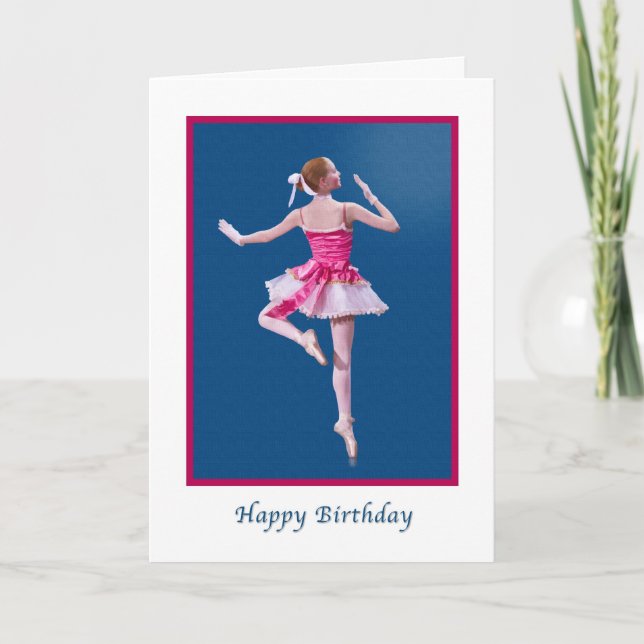 Tarjeta Cumpleaños, Ballerina en rosa y blanco (Anverso)