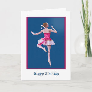 Tarjeta Cumpleaños, Ballerina en rosa y blanco