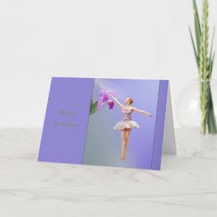 Tarjeta Cumpleaños Ballerina, Orquídea en Púrpura
