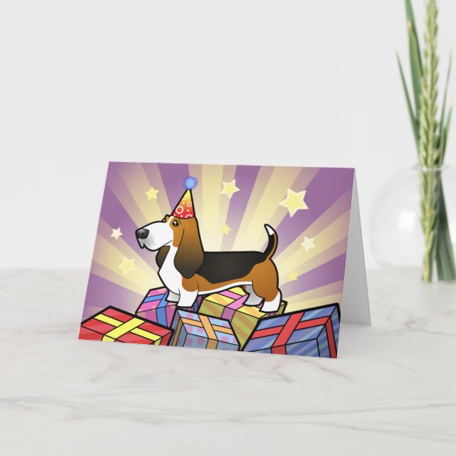 Tarjeta Cumpleaños Basset Hound (Anverso)