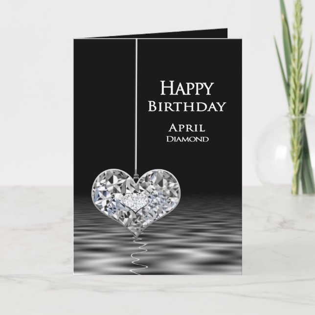 Tarjeta Cumpleaños - Birthstone - Abril - Diamante (Anverso)