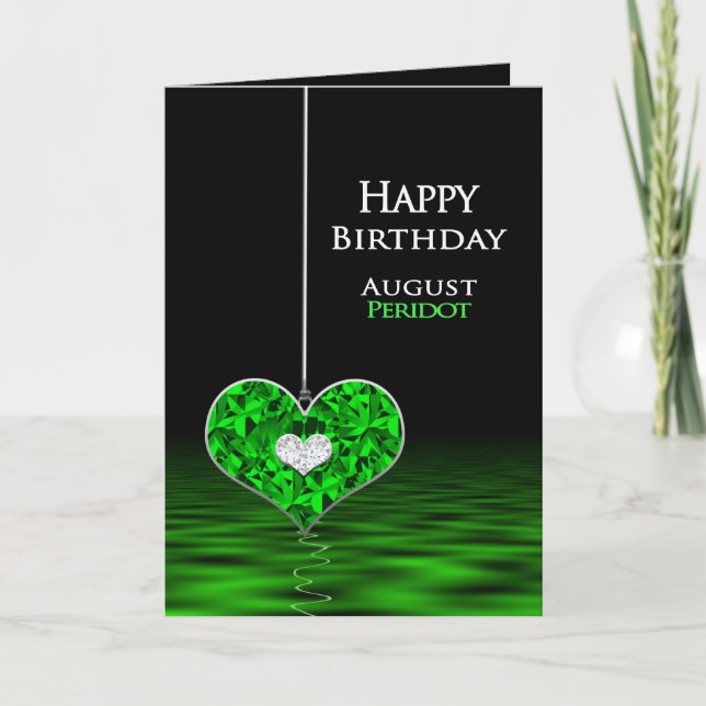Tarjeta Cumpleaños - Birthstone - Agosto - Peridot (Anverso)