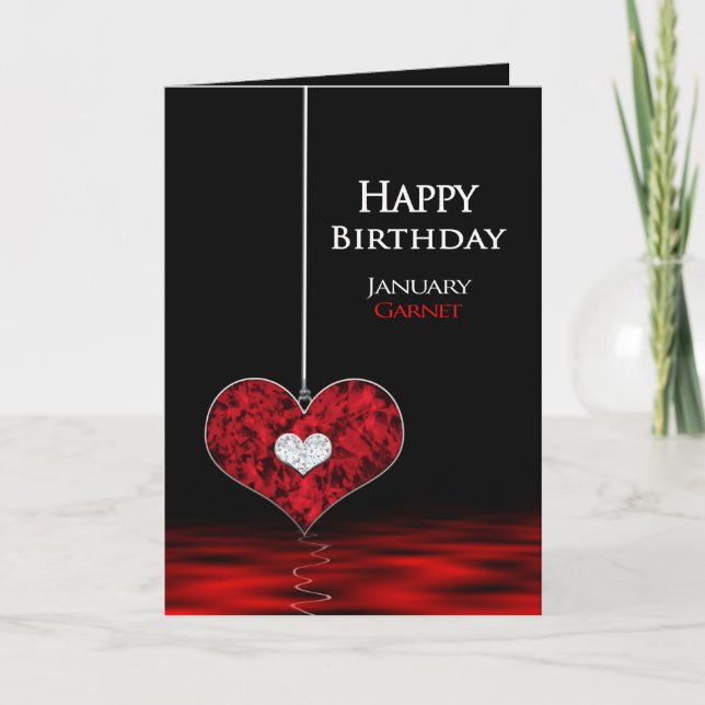 Tarjeta Cumpleaños - Birthstone - Enero - Garet/Red (Anverso)