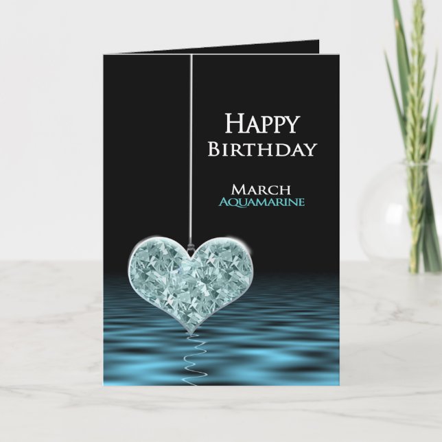 Tarjeta Cumpleaños - Birthstone - marzo - Aquamarine (Anverso)