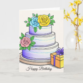 Tarjeta Cumpleaños blanco Cake Happy
