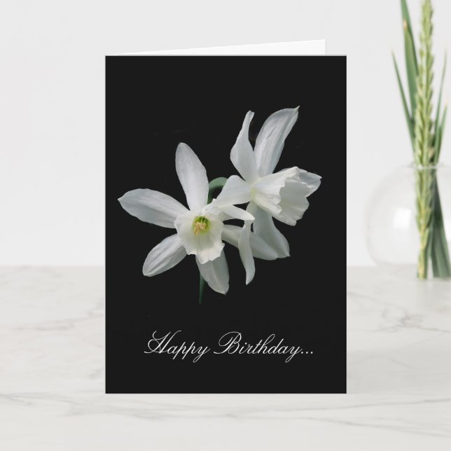 Tarjeta Cumpleaños blanco del narciso (Anverso)