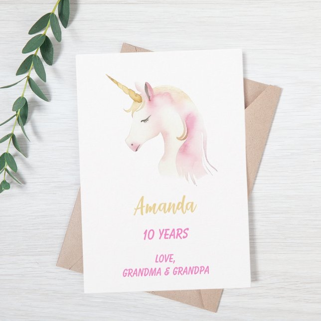 Tarjeta Cumpleaños blanco rosa unicornio (Subido por el creador)