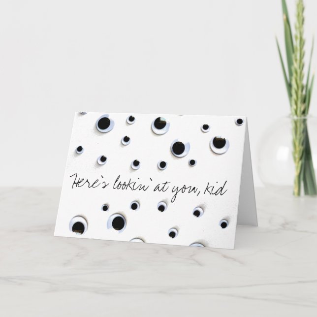 Tarjeta Cumpleaños blanco y negro de los ojos Googly (Anverso)