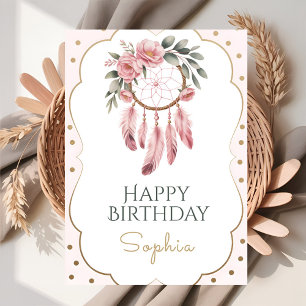Tarjeta Cumpleaños Boho Floral Chic