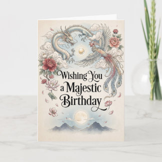 Tarjeta Cumpleaños Botánico del Dragón y el Fénix