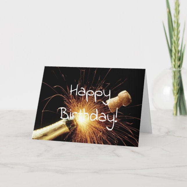 Tarjeta cumpleaños botella de champán (Anverso)