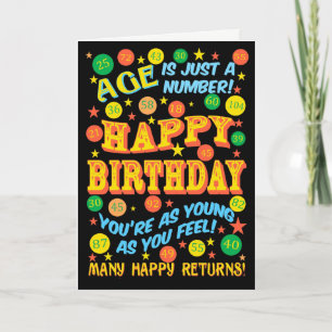 Tarjeta Cumpleaños brillante basado en texto para cualquie