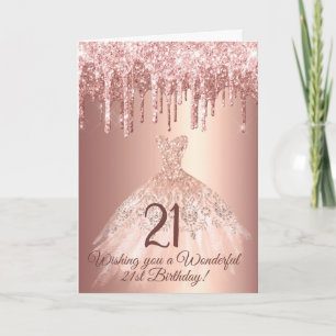 Tarjeta Cumpleaños Brillante Rosa Chic Glitter