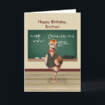 Tarjeta Cumpleaños, Brother, pájaro de bebé divertido,<br><div class="desc">Un pájaro de la grúa del sandhill del bebé se viste como profesor de la física. En esta imagen chistosa en una tarjeta de cumpleaños para un hermano el pájaro lleva vidrios, una pajarita, y un chaleco marrón terminado con una cadena de reloj de oro que da el aspecto de...</div>