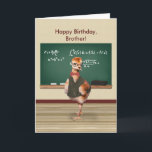 Tarjeta Cumpleaños, Brother, pájaro de bebé divertido,<br><div class="desc">Un pájaro de la grúa del sandhill del bebé se viste como profesor de la física. En esta imagen chistosa en una tarjeta de cumpleaños para un hermano el pájaro lleva vidrios, una pajarita, y un chaleco marrón terminado con una cadena de reloj de oro que da el aspecto de...</div>