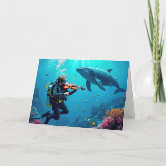 Tarjeta Cumpleaños Buceo Scuba Jugando a un violín