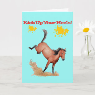 Tarjeta Cumpleaños Caballo de Fuste Patea y Alza los Talon
