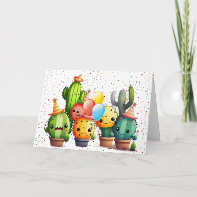 Tarjeta Cumpleaños Cacti De Grupo (Anverso)