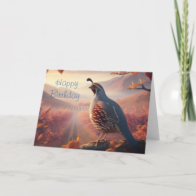 Tarjeta Cumpleaños, California Quail, Bird, Nature Blank (Anverso)