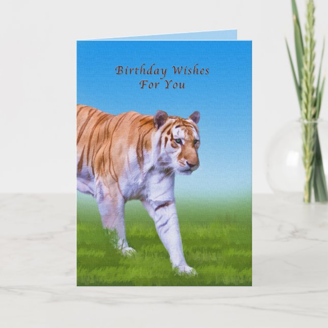 Tarjeta Cumpleaños, caminata de tigres (Anverso)