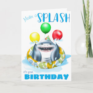 Tarjeta Cumpleaños caprichoso de tiburón para niños