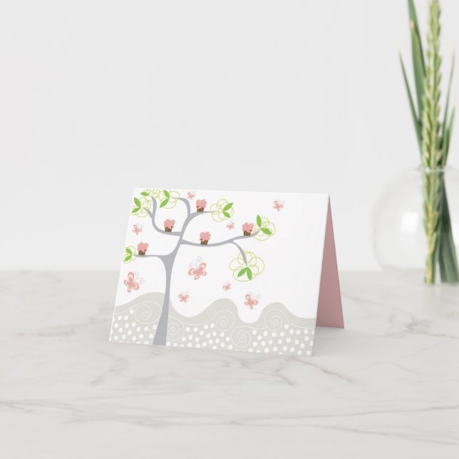 Tarjeta Cumpleaños caprichoso del dulce de las mariposas (Anverso)