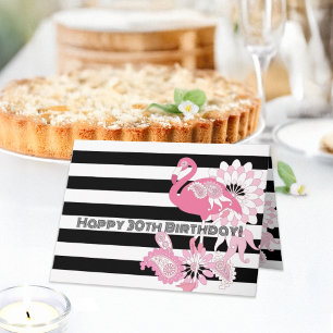 Tarjeta Cumpleaños caprichoso y elegante de flamenco rosa 