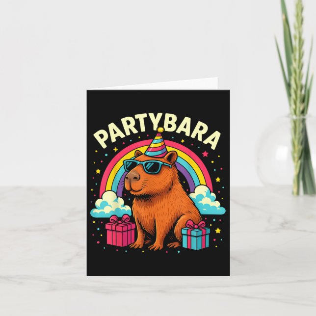 Tarjeta Cumpleaños Capybara Tee Para Niños Divertidos Part (Anverso)