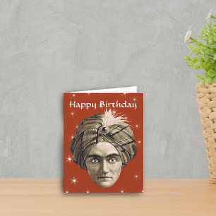 Tarjeta Cumpleaños Cara Cabeza Turbante Genio Mágico Miste