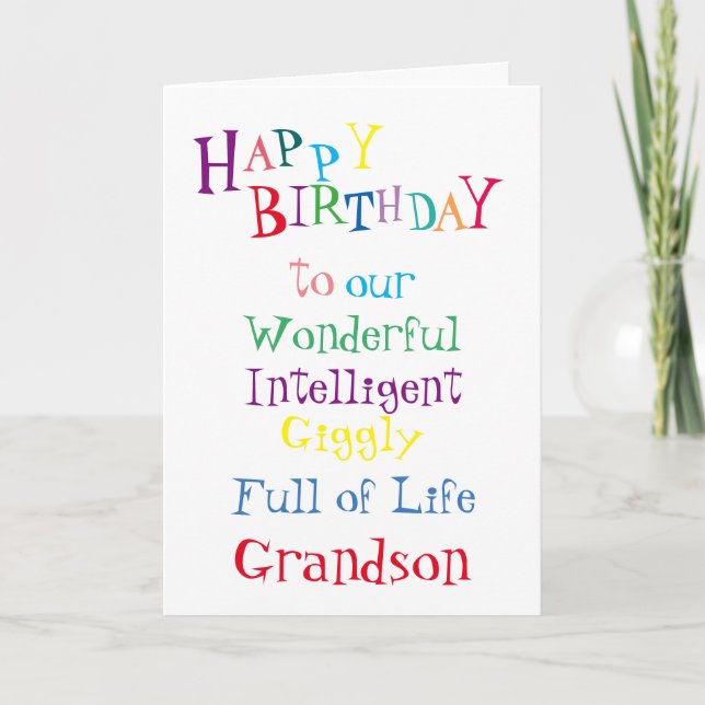 Tarjeta cumpleaños card.boys.sons.male del nieto (Anverso)