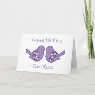Tarjeta Cumpleaños Cariño amor Aves morado romántico morad