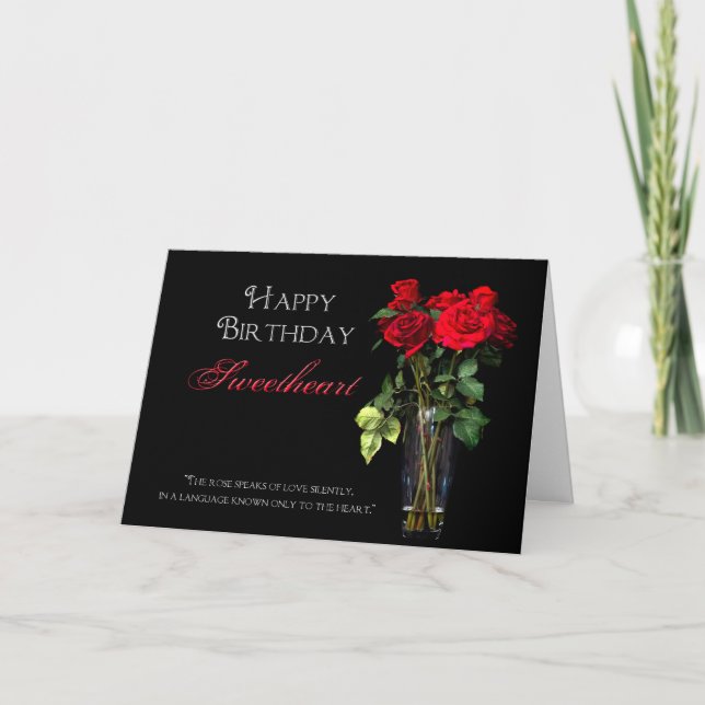 Tarjeta Cumpleaños - Cariño - Roses Rojos (Anverso)