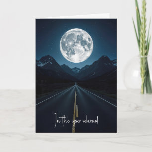 Tarjeta Cumpleaños Carretera Montañosa a la Luz de la Luna