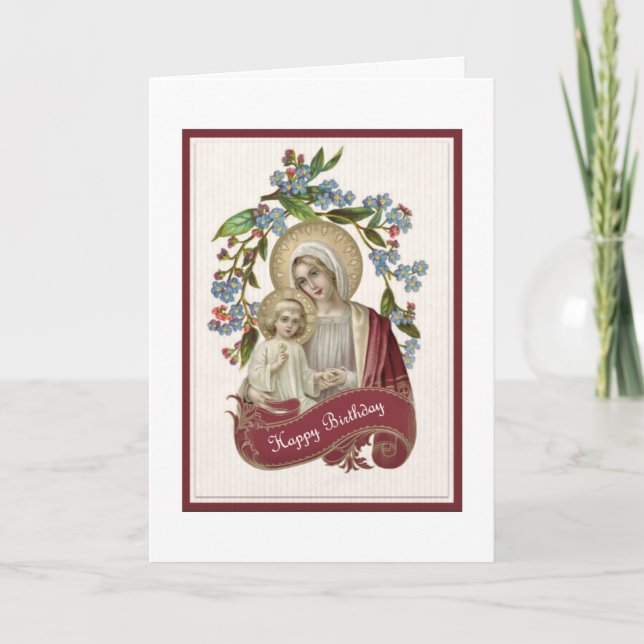 Tarjeta Cumpleaños católico de Jesús del Virgen María del (Anverso)