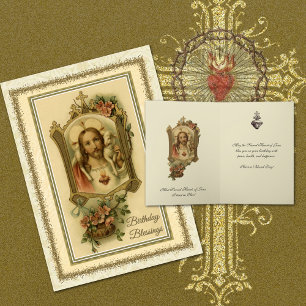 Tarjeta Cumpleaños católico del Sagrado Corazón de Jesús r