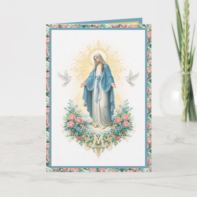 Tarjeta Cumpleaños Católico Nuestra Señora de la Gracia Fl (Anverso)