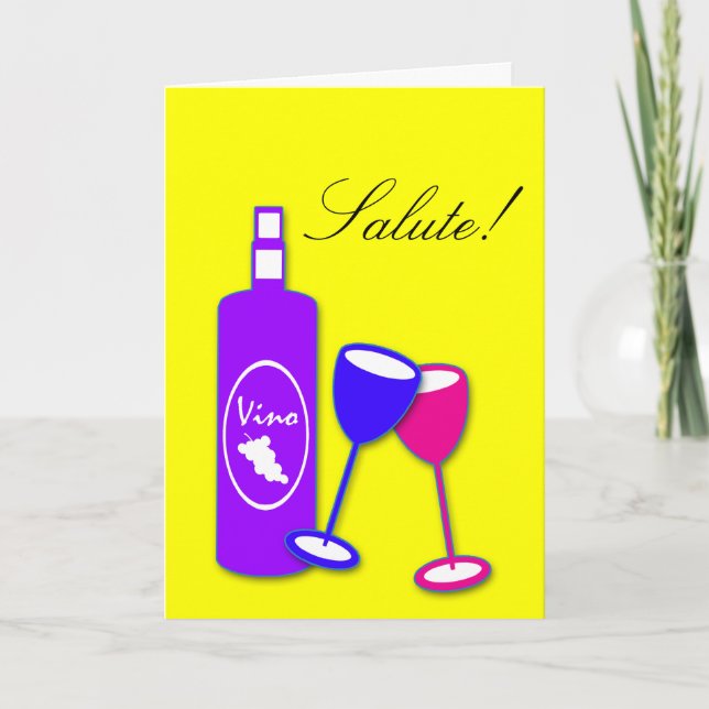 Tarjeta Cumpleaños Cheys Botella De Vino Y Gafas (Anverso)