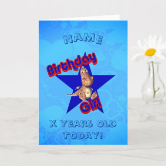 Tarjeta Cumpleaños Chica Cute Dinosaurio Personalizado