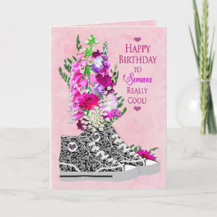 Tarjeta Cumpleaños, Chica de Guay, zapatillas de negro/bla