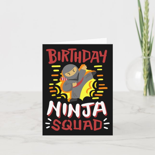 Tarjeta Cumpleaños Chicas de Ninja Squad Karate Niños Bday (Anverso)